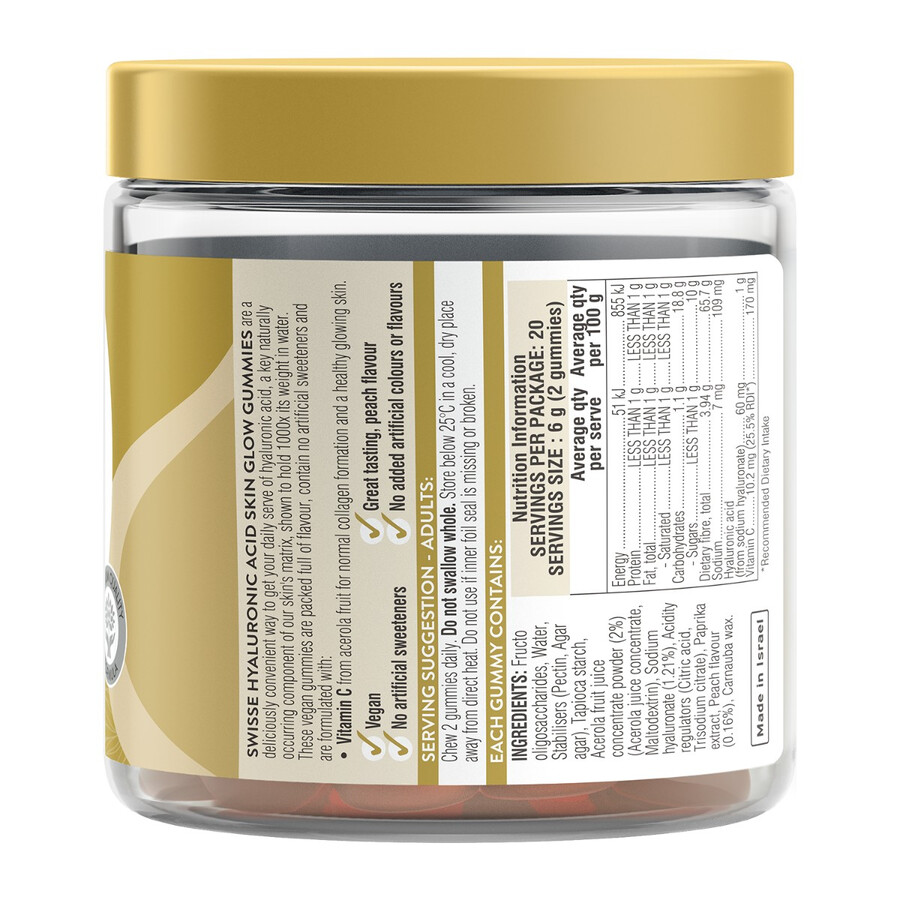 swisse hyaluronic acid skin glow gummies con vitamina c
