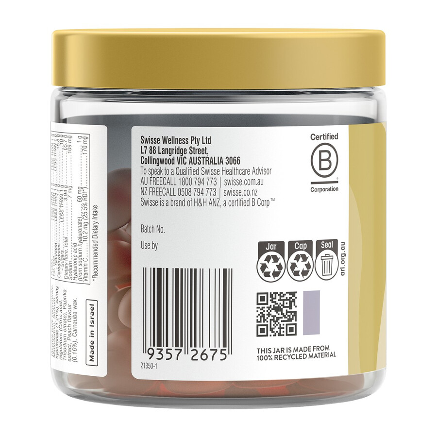 swisse hyaluronic acid skin glow gummies con vitamina c